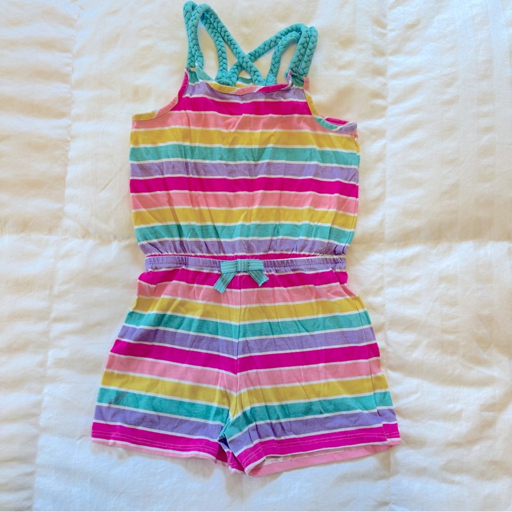 4/$20 Tommy Bahama Rainbow Striped Romper- Small(5-6)